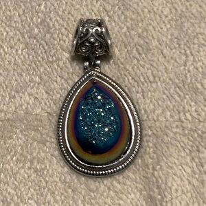 Iridescent Druzy Stone Teardrop Pendant